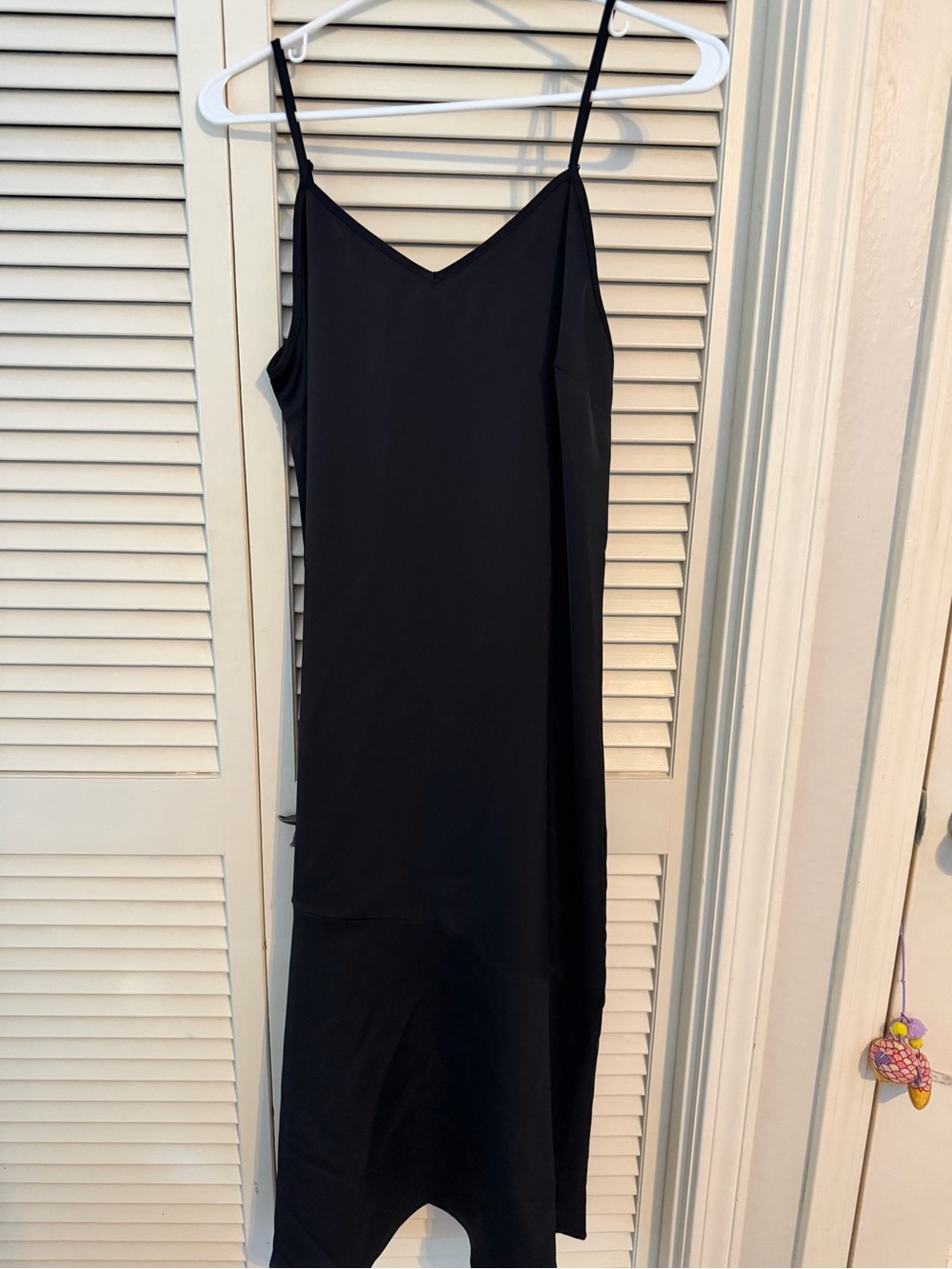 crown & ivy Black Midi Slip Dress with Spaghetti Straps